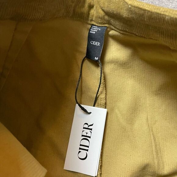Cider Womens Size Medium Wide Leg Pants Yellow Mustard Pockets Zip Front - Picture 3 of 3